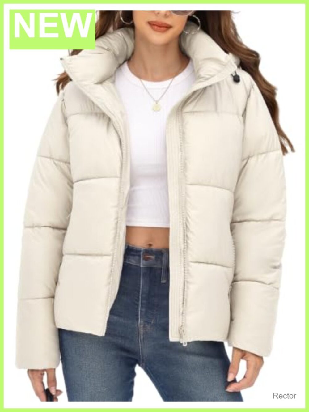 Women's Puffer Jacket Faux Fur Lined Quilted Winter Coat Short